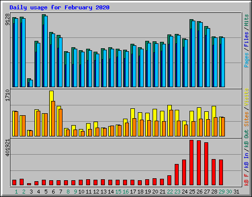 Daily usage for February 2020