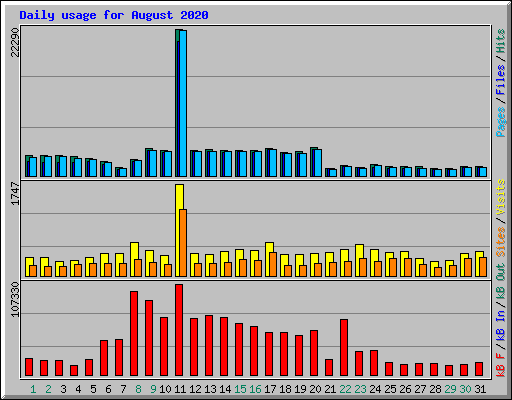 Daily usage for August 2020