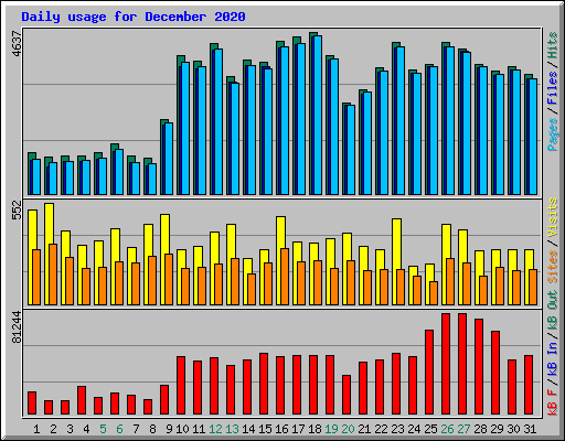 Daily usage for December 2020