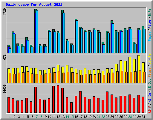 Daily usage for August 2021