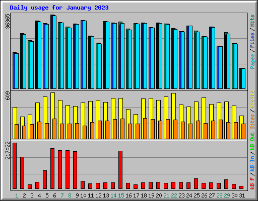 Daily usage for January 2023