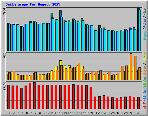 Daily usage for August 2025